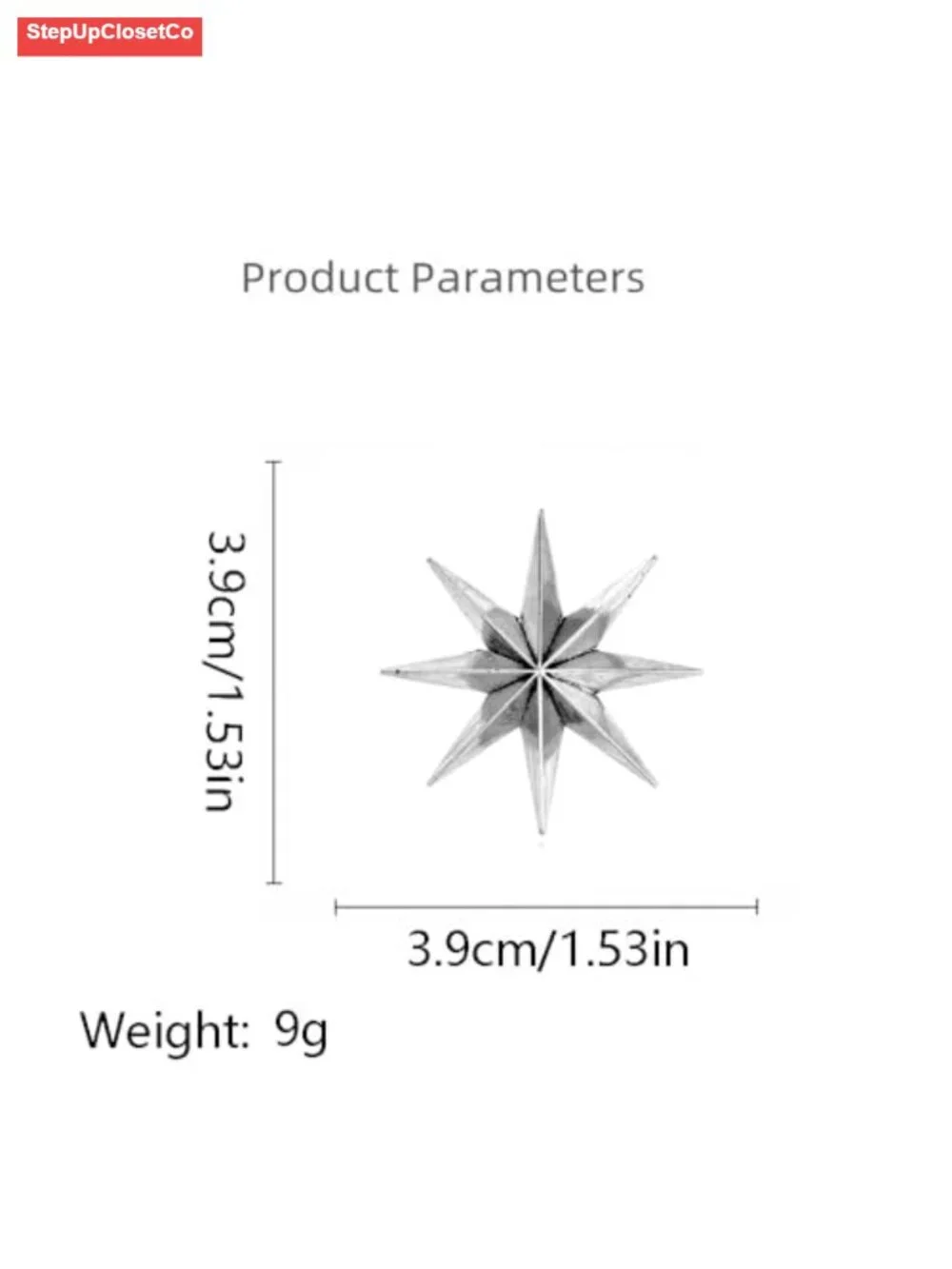 Minimalist Octagram Star Brooch Pin Women Celestial Lapel Badge